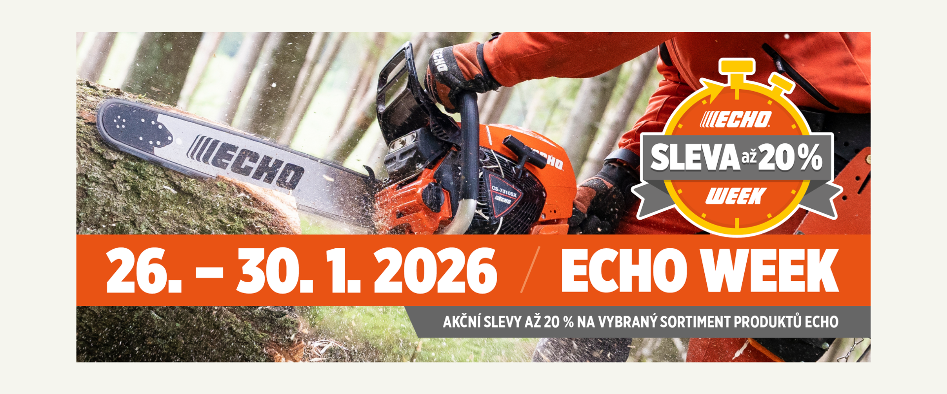 ECHO WEEK 2026 - slevy na lesní a zahradní techniku až 20 %